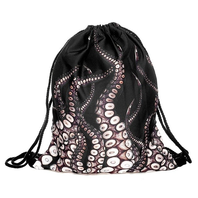 3D Print Drawstring Backpack Rucksack Shoulder Bags Gym Bag Muti color