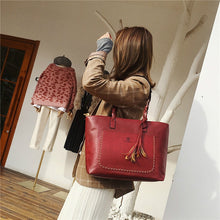 Load image into Gallery viewer, Vintage Women Bags Set Top-Handle Big Capacity Female Tassel Handbag Fashion Shoulder Bag Purse Ladies PU Leather Bag  alexa